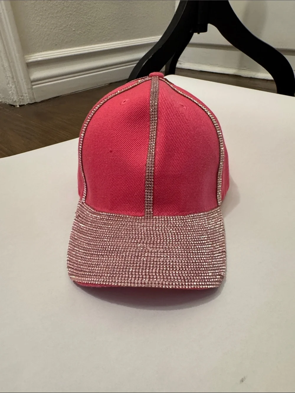 Pink Rhinestone Baseball Cap - Women's Sparkle Hat